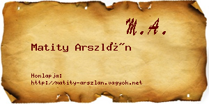 Matity Arszlán névjegykártya